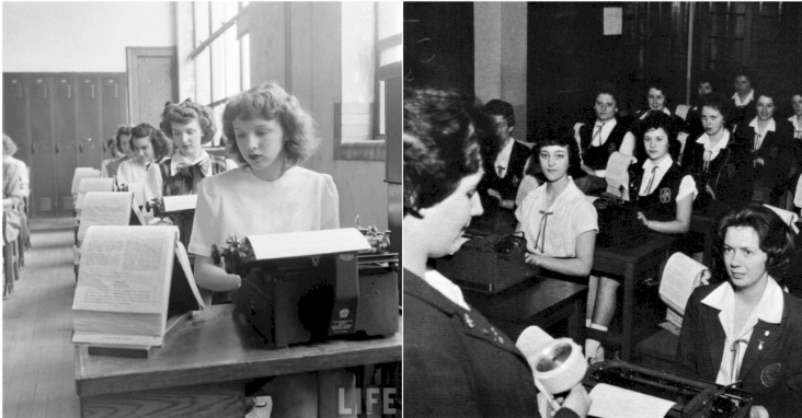 30 fotografías antiguas capturan escenas de clases de mecanografía en la escuela secundaria entre las décadas de 1950 y 1970 _ nan